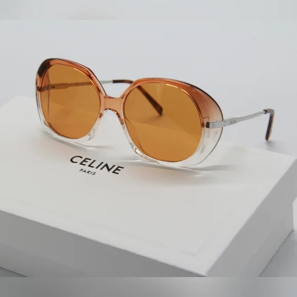 NEW CELINE CL40036U 50E UNISEX SUNGLASSES CL 40036U ORANGE NEW CELINE SUNGLASSES CL40036U 50E METAL ROUND WOMEN EYEWEAR  main image 2